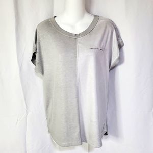 The Porter Collective Women Gray Short Sleeve Top Sz L Made in Italy